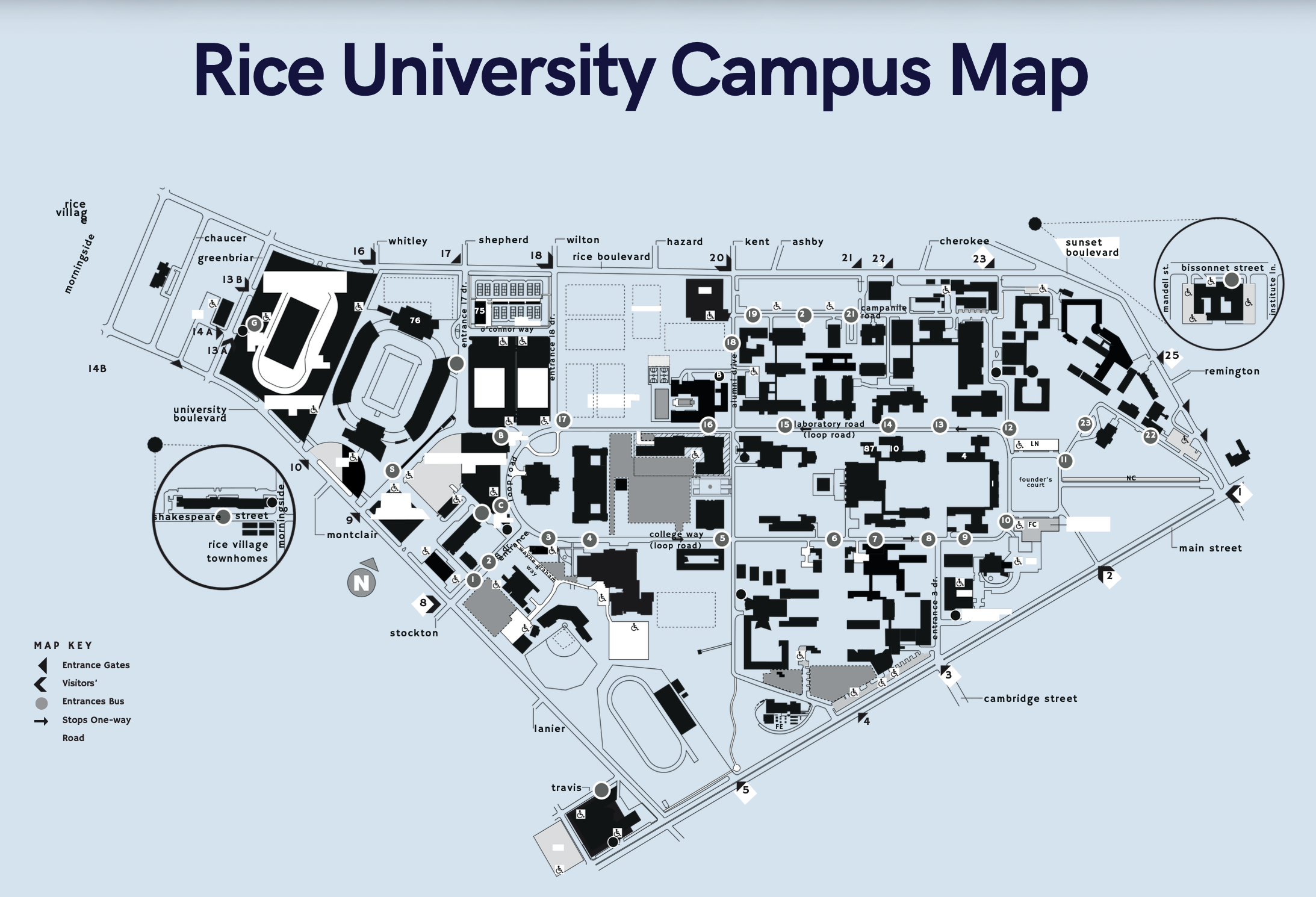 Rice University Campus Map