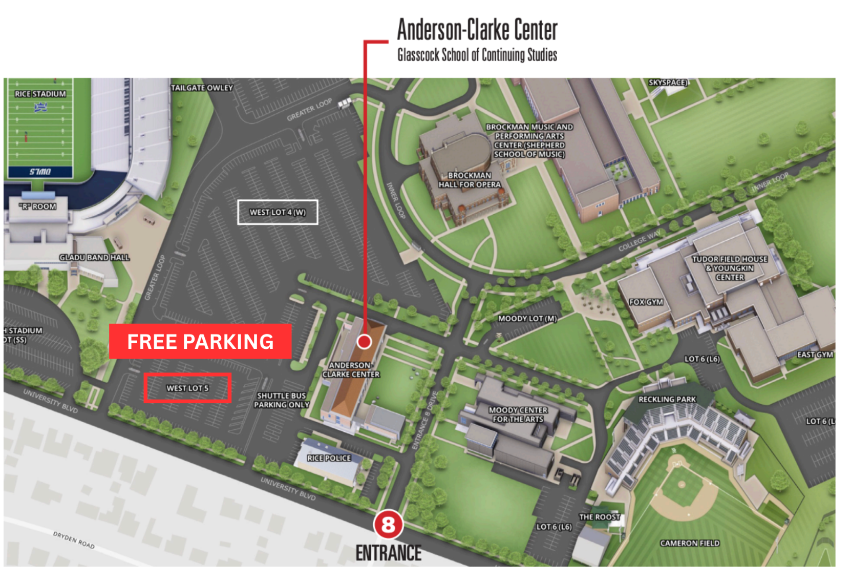 Anderson-Clarke Center Parking Map